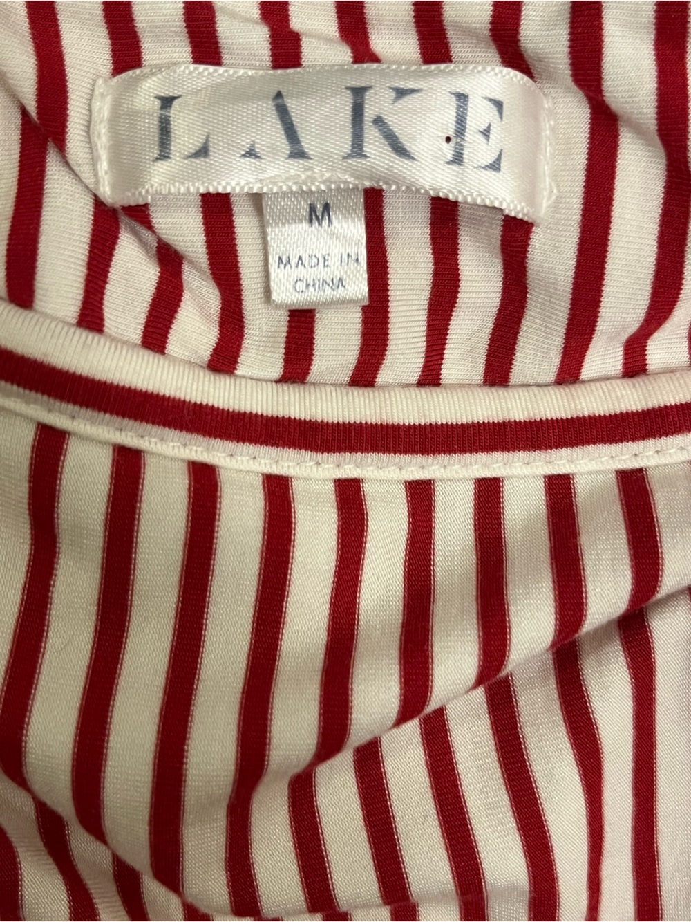 LAKE Pajama DreamModal Kimono Robe Wrap Top Red and White Striped Medium - Picture 5 of 11